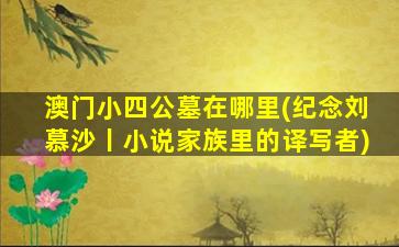 澳门小四公墓在哪里(纪念刘慕沙丨小说家族里的译写者)