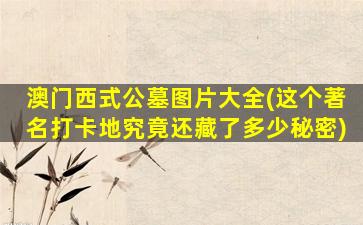 澳门西式公墓图片大全(这个著名打卡地究竟还藏了多少秘密)