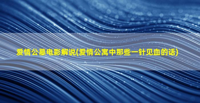 爱情公墓电影解说(爱情公寓中那些一针见血的话)