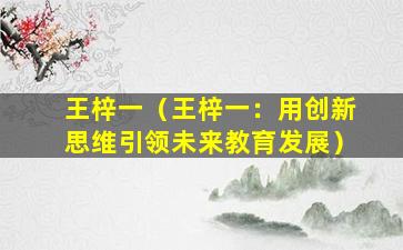 王梓一（王梓一：用创新思维引领未来教育发展）