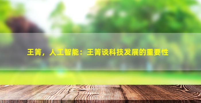 王箐，人工智能：王箐谈科技发展的重要性