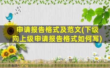 申请报告格式及范文(下级向上级申请报告格式如何写)