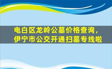 电白区龙岭公墓价格查询，伊宁市公交开通扫墓专线啦