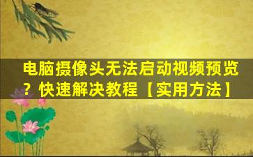 电脑摄像头无法启动视频预览？快速解决教程【实用方法】