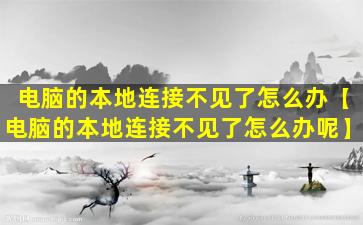 电脑的本地连接不见了怎么办【电脑的本地连接不见了怎么办呢】
