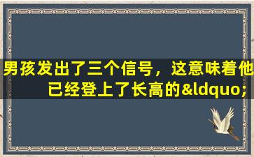 男孩发出了三个信号，这意味着他已经登上了长高的“末班车”。家长需要提前做好准备。