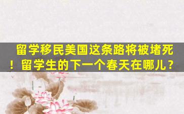 留学移民美国这条路将被堵死！留学生的下一个春天在哪儿？