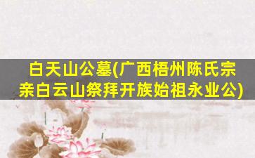 白天山公墓(广西梧州陈氏宗亲白云山祭拜开族始祖永业公)