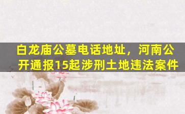 白龙庙公墓电话地址，河南公开通报15起涉刑土地违法案件