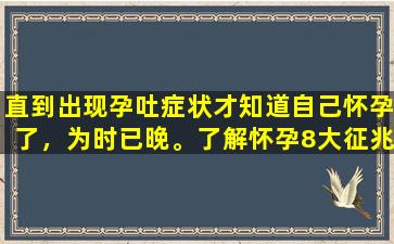 直到出现孕吐症状才知道自己怀孕了，为时已晚。了解怀孕8大征兆，提前了解孕气。