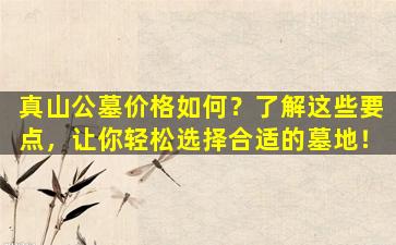 真山公墓价格如何？了解这些要点，让你轻松选择合适的墓地！