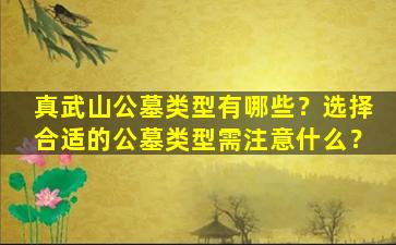 真武山公墓类型有哪些？选择合适的公墓类型需注意什么？