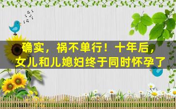 确实，祸不单行！十年后，女儿和儿媳妇终于同时怀孕了