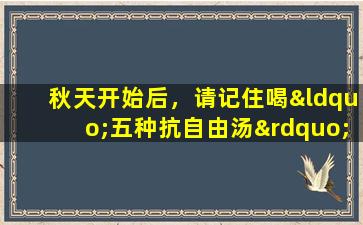 秋天开始后，请记住喝“五种抗自由汤”以清除热量并促进利尿气，增强能量和身体健康
