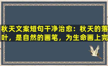 秋天文案短句干净治愈：秋天的落叶，是自然的画笔，为生命画上完美的句号。