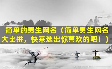 简单的男生网名（简单男生网名大比拼，快来选出你喜欢的吧！）