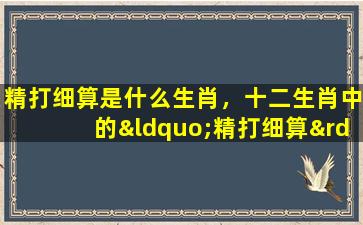 精打细算是什么生肖，十二生肖中的“精打细算”动物是什么？