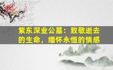 紫东深业公墓：致敬逝去的生命，缅怀永恒的情感