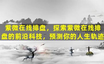 紫微在线排盘，探索紫微在线排盘的前沿科技，预测你的人生轨迹