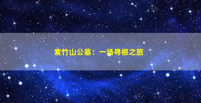 紫竹山公墓：一场寻根之旅