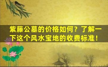紫藤公墓的价格如何？了解一下这个风水宝地的收费标准！