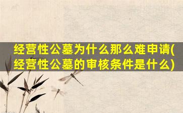 经营性公墓为什么那么难申请(经营性公墓的审核条件是什么)