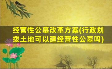 经营性公墓改革方案(行政划拨土地可以建经营性公墓吗)
