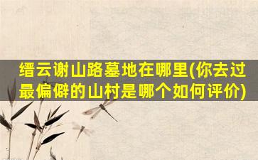缙云谢山路墓地在哪里(你去过最偏僻的山村是哪个如何评价)