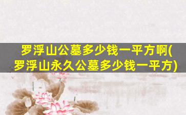 罗浮山公墓多少钱一平方啊(罗浮山永久公墓多少钱一平方)