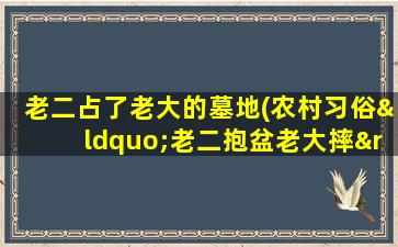 老二占了老大的墓地(农村习俗“老二抱盆老大摔”是什么意思呢有什么说法和讲究吗)