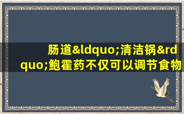 肠道“清洁锅”鲍霍药不仅可以调节食物的积累，而且可以调节这些疾病。