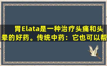 胃Elata是一种治疗头痛和头晕的好药。传统中药：它也可以帮助您“纠正”一堆坏疾病