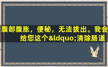 腹部腹胀，便秘，无法拔出。我会给您这个“清除肠道的第一个处方”，以润湿肠子并缓解肠动作，并放松身体