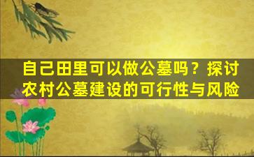 自己田里可以做公墓吗？探讨农村公墓建设的可行性与风险