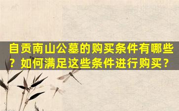 自贡南山公墓的购买条件有哪些？如何满足这些条件进行购买？