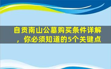 自贡南山公墓购买条件详解，你必须知道的5个关键点