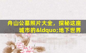 舟山公墓照片大全，探秘这座城市的“地下世界