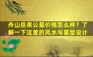 舟山岳泉公墓价格怎么样？了解一下这里的风水与墓型设计