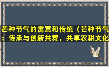 芒种节气的寓意和传统（芒种节气：传承与创新共舞，共享农耕文化）