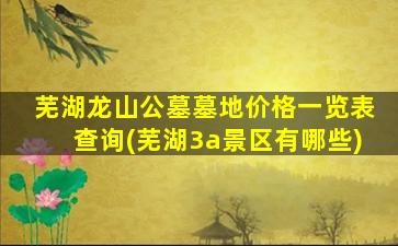 芜湖龙山公墓墓地价格一览表查询(芜湖3a景区有哪些)