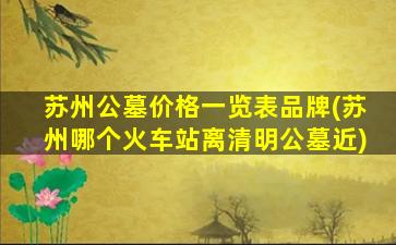 苏州公墓价格一览表品牌(苏州哪个火车站离清明公墓近)