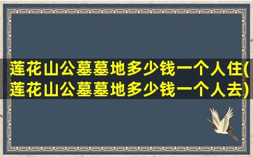 莲花山公墓墓地多少钱一个人住(莲花山公墓墓地多少钱一个人去)