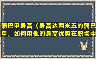 蒲巴甲身高（身高达两米五的蒲巴甲，如何用他的身高优势在职场中脱颖而出？）
