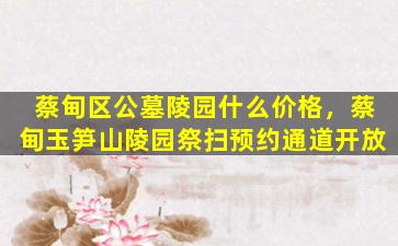 蔡甸区公墓陵园什么价格，蔡甸玉笋山陵园祭扫预约通道开放