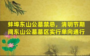 蚌埠东山公墓禁忌，清明节期间东山公墓墓区实行单向通行