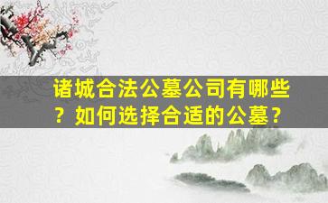 诸城合法公墓公司有哪些？如何选择合适的公墓？