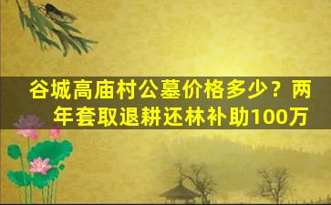 谷城高庙村公墓价格多少？两年套取退耕还林补助100万