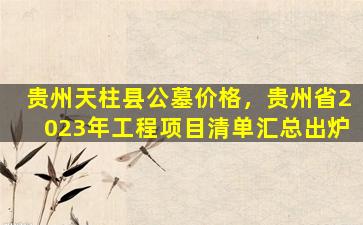 贵州天柱县公墓价格，贵州省2023年工程项目清单汇总出炉