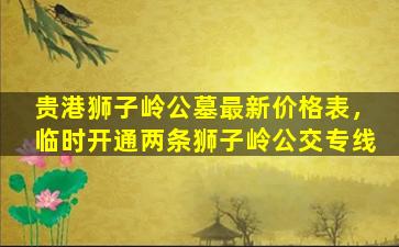 贵港狮子岭公墓最新价格表，临时开通两条狮子岭公交专线