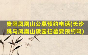 贵阳凤凰山公墓预约电话(长沙跳马凤凰山陵园扫墓要预约吗)